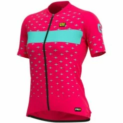 Alé Alé Women's PRR Stars Short Sleeve Jersey -Cykelsko Butik Al PRR STARS SS JERSEY Jerseys STRAWBERRY TURQUOISE AW22 L21147405 01